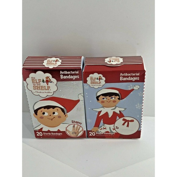 2 Boxes of 20 ELF ON THE SHELF Antibacterial Bandages Assorted Sizes - Picture 4 of 6